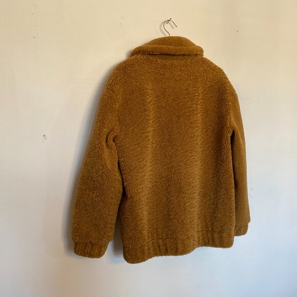 UpWest Tan Camel Teddy‎ Bear Sherpa Bomber Jacket Size Small - Picture 2 of 9